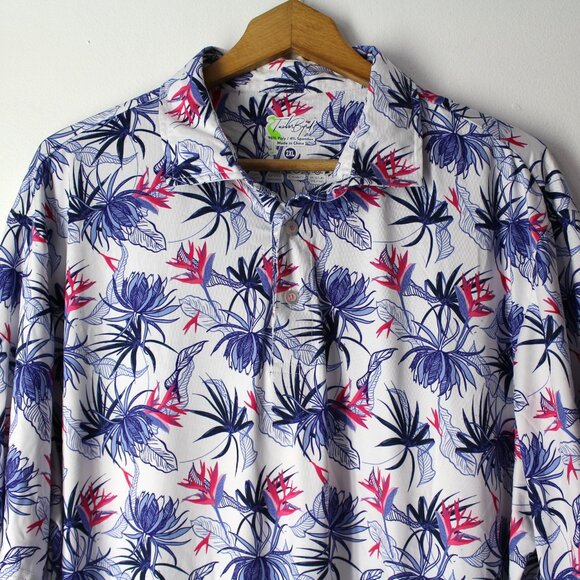 TailorByrd men's polo floral shirt top size 2XL XXL performance golf SPF 30 - Picture 2 of 10